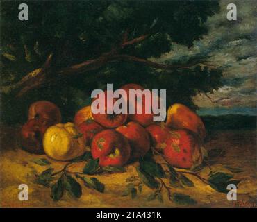 Pommes rouges au pied d'un arbre 1871-72 par Gustave Courbet Banque D'Images