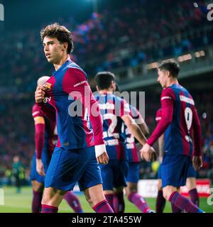 Barcelone, Espagne, 28, novembre 2023. Espagne-football-Ligue des Champions FC Barcelone - Porto FC. (14) Joao Felix célèbre sa partition. Crédit : Joan G/Alamy Live News Banque D'Images