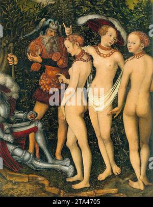 Le jugement de Paris (détail) c. 1528 par Lucas l'ancien Cranach Banque D'Images