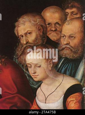 Christ et les adultères (détail) 1532 par Lucas l'ancien Cranach Banque D'Images