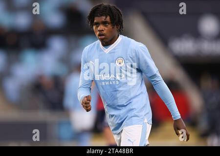 Manchester, Royaume-Uni. 28 novembre 2023. Jaden Heskey de Manchester City lors du match de l'UEFA Youth League à l'Academy Stadium de Manchester. Le crédit photo devrait être : Gary Oakley/Sportimage crédit : Sportimage Ltd/Alamy Live News Banque D'Images