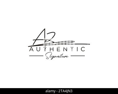 Modèle de logo de signature AZ. Illustration de Vecteur