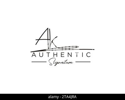 Modèle de logo de signature AK Vector. Illustration de Vecteur