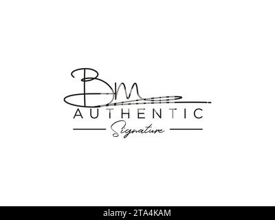 Modèle de logo de signature BM Vector. Illustration de Vecteur