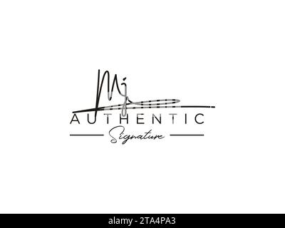 Modèle de logo signé MJ Vector. Illustration de Vecteur