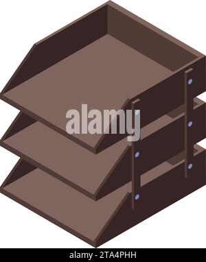 Vecteur isométrique de l'icône de la boîte aux lettres du bureau. Tablette de rangement. Dossier d'écran Illustration de Vecteur