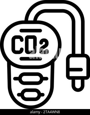 Vecteur de contour de l'icône du détecteur de poignée CO2. Capteur multiple portable. Vérification du brûleur Illustration de Vecteur