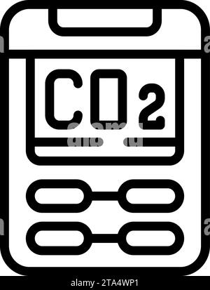 Vecteur de contour de l'icône de vérification du dispositif CO2. Capteur multiple de sécurité. Soupape de sécurité Illustration de Vecteur