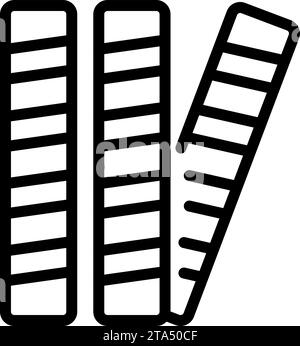 Vecteur de contour d'icône de pailles de gaufrette. Dessert croquant en bâtons. Biscotti roulé délicieux Illustration de Vecteur