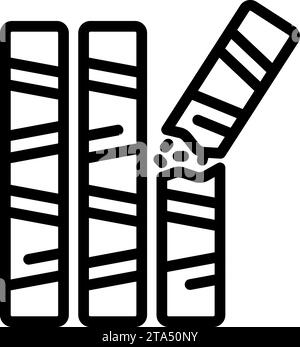 Vecteur de contour d'icône de rouleaux de gaufrette. Biscuit croustillant. Pailles crémeuses sucrées Illustration de Vecteur