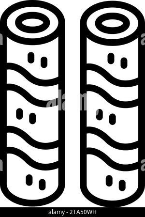 Vecteur de contour d'icône de noisette de rouleaux de gaufrette de biscuit. Délicieux biscotti croustillant. Pailles roulées pour snacks Illustration de Vecteur