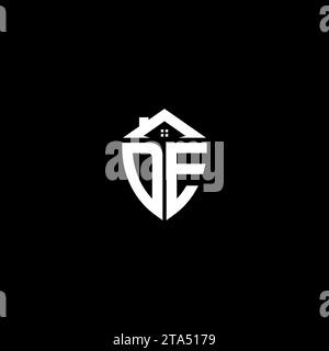 DE initiales Premium Shield logo monogramme avec des modèles modernes de conceptions de maison Illustration de Vecteur