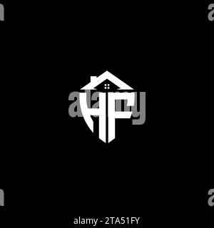 HF initiales Premium Shield logo monogramme avec des modèles modernes de conception de maison Illustration de Vecteur