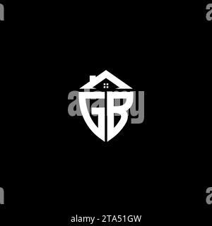 GB initiales Premium Shield logo monogramme avec des modèles modernes de conception de maison Illustration de Vecteur