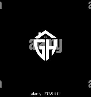 GH initiales Premium Shield logo monogramme avec des modèles modernes de conception de maison Illustration de Vecteur