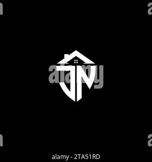 JN initiales Premium Shield logo monogramme avec des modèles modernes de conception de maison Illustration de Vecteur