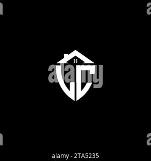 LC initiales Premium Shield logo monogramme avec des modèles modernes de conception de maison Illustration de Vecteur