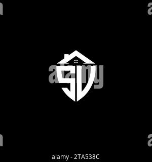 SV initiales Premium Shield logo monogramme avec des modèles modernes de conception de maison Illustration de Vecteur