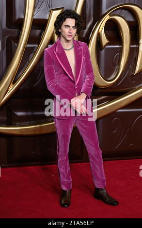Londres, Royaume-Uni. 28 novembre 2023. Timothée Chalamet arrivant à la première mondiale de Wonka, Royal Festival Hall, Londres, Royaume-Uni, novembre 28, 2023. photo de Stuart Hardy/ABACAPRESS.COM crédit : Abaca Press/Alamy Live News Banque D'Images