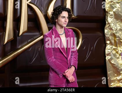 Londres, Royaume-Uni. 28 novembre 2023. Timothée Chalamet arrivant à la première mondiale de Wonka, Royal Festival Hall, Londres, Royaume-Uni, novembre 28, 2023. photo de Stuart Hardy/ABACAPRESS.COM crédit : Abaca Press/Alamy Live News Banque D'Images