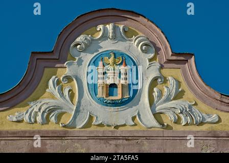 Armoiries à la maison de Rynek (place du marché) à Cieszyn, Śląskie, Pologne Banque D'Images