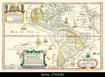 Vieille carte de l'Amérique. Par fer et Inselin, , publ. À Paris, 1717 Banque D'Images