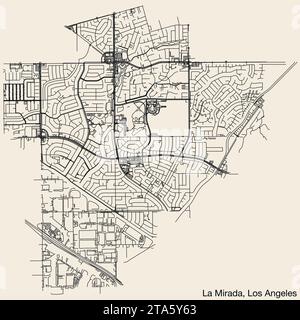 Carte des rues de la VILLE DE LA MIRADA, CONSEIL MUNICIPAL DE LOS ANGELES Illustration de Vecteur