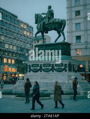 Monument du Prince Mihailo sur la place de la République, à Belgrade, Serbie Banque D'Images