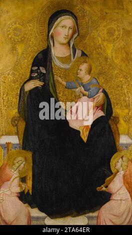 Madonna et enfant Enthroned avec Music-making Angels 1390s par Agnolo Gaddi Banque D'Images