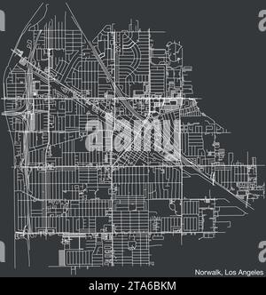 Carte des rues de la VILLE DE NORWALK, CONSEIL MUNICIPAL DE LOS ANGELES Illustration de Vecteur