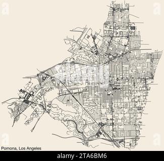 Carte des rues de la VILLE DE POMONA, CONSEIL MUNICIPAL DE LOS ANGELES Illustration de Vecteur