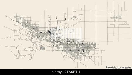 Carte des rues de la VILLE DE PALMDALE, CONSEIL MUNICIPAL DE LOS ANGELES Illustration de Vecteur