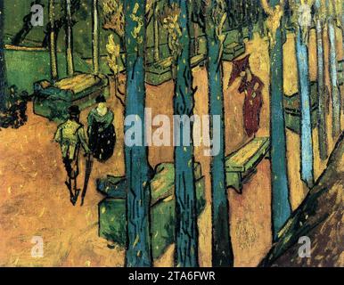 Les Alyscamps, Falling Autumn Leaves novembre 1888, Arles de Vincent Van Gogh Banque D'Images