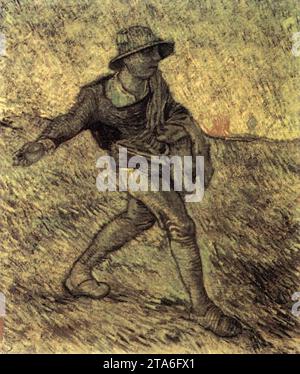 Le semeur (d'après Millet) octobre-novembre 1889, Saint-Rémy par Vincent Van Gogh Banque D'Images