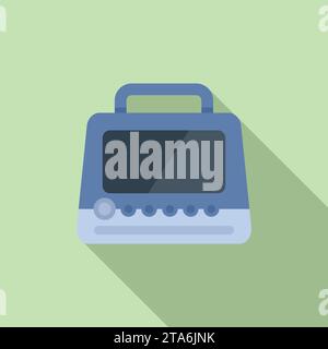 Vecteur plat d'icône de défibrillateur pneumatique. Cœur AED. Cardiologie Illustration de Vecteur