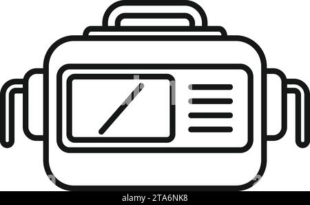 Vecteur de contour de l'icône du défibrillateur cardiaque. Crise cardiaque. Traitement automatique des soins Illustration de Vecteur