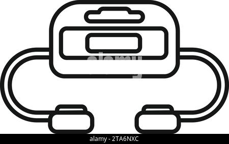 Vecteur de contour d'icône de dispositif d'aide à la crise cardiaque. Défibrillateur moderne. Sécurité des appareils portables Illustration de Vecteur