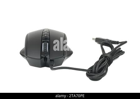 Souris d'ordinateur noir isolé sur fond blanc Banque D'Images