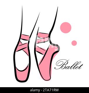 Jambes de ballerine. Chaussures à pointes. Ballet. Doodle Illustration de Vecteur