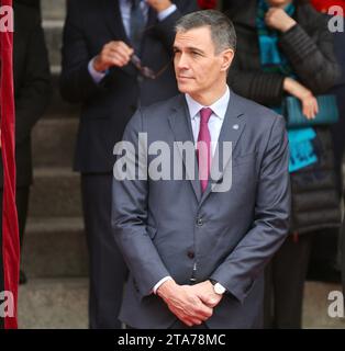 Madrid, Espagne. 29 novembre 2023. Pedro Sánchez (à droite), Premier ministre espagnol, vu après l'ouverture des sessions du Congrès à Madrid. Photo Cézaro de Luca crédit : Cesar Luis de Luca/dpa/Alamy Live News Banque D'Images