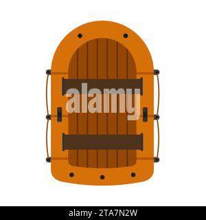 Bateau gonflable orange et pagaies isolé sur fond blanc. Illustration vectorielle Illustration de Vecteur