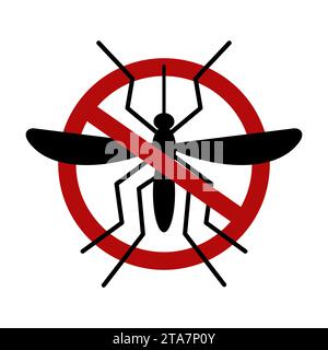 Panneau d'avertissement de moustique interdit. Arrêtez et contrôlez les moustiques. Anti moustiques, symbole de vecteur de contrôle des insectes. Illustration vectorielle Illustration de Vecteur