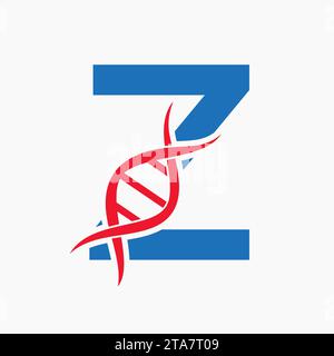 Logo ADN sur la lettre Z, logotype génétique, symbole médecine Illustration de Vecteur