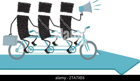 Trois cadres montés en tandem. Illustration du concept travail d'équipe. Illustration de Vecteur
