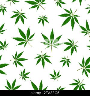 Motif sans couture de feuilles de marijuana. Plante de cannabis médical, Herbal indica sativa. Fond de chanvre naturel. Addiction fumer des drogues d'herbe illégale narcotique. Illustration de Vecteur