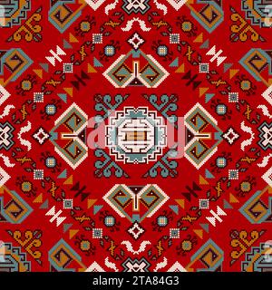 Motif vectoriel de broderie d'art populaire géorgien traditionnel Illustration de Vecteur