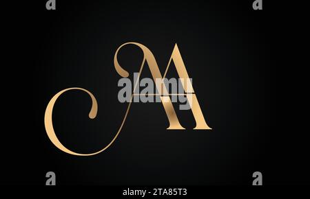 Design de logo de lettre de texte initiale AA de luxe Illustration de Vecteur