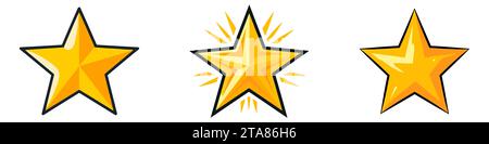 Icône étoile dorée sur fond blanc. Illustration de Vecteur