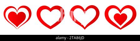 Collection d'icônes de coeur, symboles d'amour sur fond blanc. Illustration de Vecteur