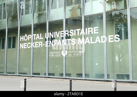 Paris, France. Août 06. 2023. Hôpital universitaire de Necker, enfants malades, spécialisé en pédiatrie. Banque D'Images